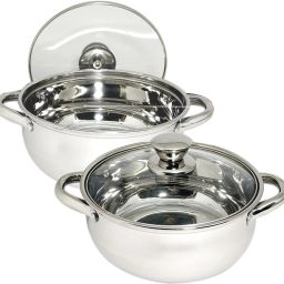 Stainless Steel Casserole Set of 2 Pack of 2 Serve Casserole Set-image-7