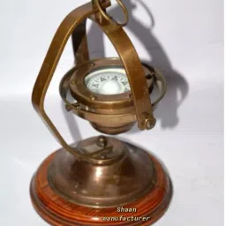 Antique BRASS MARINE GIMBALED SHIP'S COMPASS WITH DESK STAND Compass-32