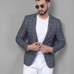 Men Checkered Single Breasted Casual Blazer-image-92