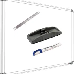 Non Magnetic 1.5 X 2 feet Glossy White Board, One Side White Board Marker and Reverse Side Green Chalk Board Surface Whiteboard with 1 Marker, 1 Scale 30cm And 1 Duster, Whiteboards and Duster Combos-image-56
