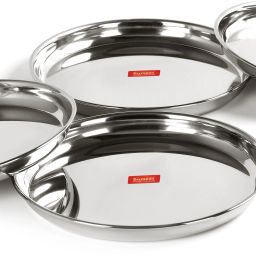 Stainless Steel Heavy Gauge Deep Wall Dinner Plates with Mirror Finish 26.6cm Dia - Set of 4pc Dinner Plate-image-44
