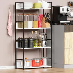 Containers Kitchen Rack Kitchen Rack MMR-001-Black & White Aluminium, Wood-image-47