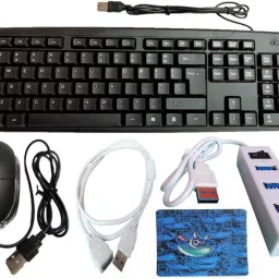 ANJO USB Keyboard-LED Mouse-Mouse Pad-2.0 USB Hub-Ext Cable 1.5m Combo Set-18