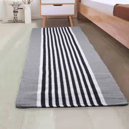 Grey Cotton 47 x 18 Inches Hand Woven Floor Runner by Saral Home-picture-22