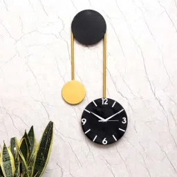 amaya decors Black & Gold U Shape Wall Clock-picture-45