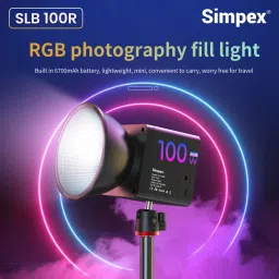Simpex SLB 100R Portable RGB Video Light with 100W 2500K-6500K Adjustable Color 95 lx Camera LED Light image 4