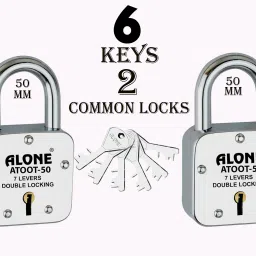 Atoot 50mm Padlock for Home Door Lock ,6 Same Keys 2 Locks (pack 2) Padlock-image-9