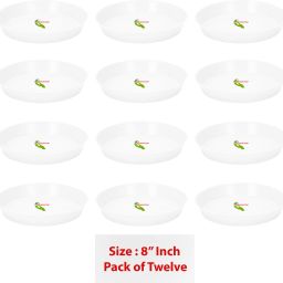 PLANTER SAUCER BASE TRAY/PLATE 8" WHITE PACK OF 12 Plant Container Set-22