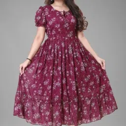 Printed Georgette Stitched Flared/A-line Gown-image-58