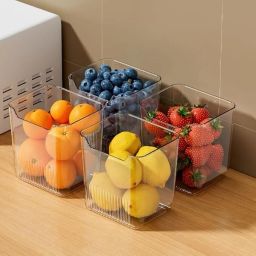 6 PCS Food Storage Container Fridge Box basket Plastic Fruit & Vegetable Basket-image-96