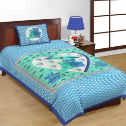 104 TC Cotton Single Jaipuri Prints Flat Bedsheet-image-14