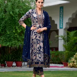 berrylicious Women Viscose Rayon Kurta Pant Dupatta Set-picture-0