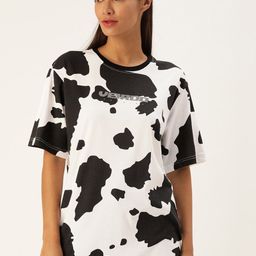 veirdo Oversize Women Printed Round Neck Pure Cotton White T-Shirt-picture-17