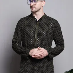 jompers Men Embroidered Pure Cotton Straight Kurta-picture-11