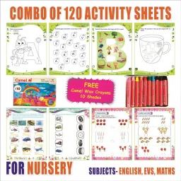 Nursery Activity Sheets (120 Pages)|Learning & Creativity|With 10 Wax Crayons-1