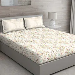 Brown Floral 144 TC Cotton King Sized Bed Sheets with 2 Pillow Covers by GM Fabrics-picture-38