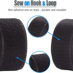 lifekrafts Hook and Loop Tape Roll Strips with non Adhesive(10M*25mm, Black) Sew-on Velcro image 2