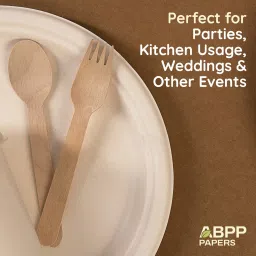 abpp Disposable Wooden Dessert Fork, Dinner Fork, Fruit Fork, Salad Fork, Serving Fork Set image 5