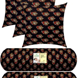 3 Cushion And 2 Microfibre Floral Bolster Pack of 5-picture-19