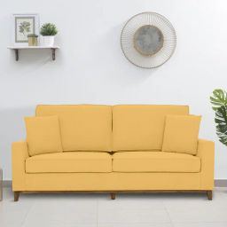 woodsworth from pepperfry Diego Fabric 3 Seater Sofa In Camel Yellow Colour-picture-16