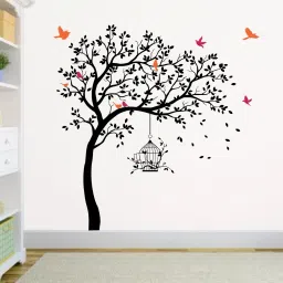 175 cm Black Tree with Birds and Cage Self Adhesive Sticker-image-19