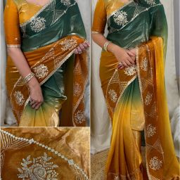 Embroidered Bollywood Satin Saree-image-95