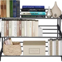 konline 3 Layer Metal Rack Metal Open Book Shelf image 5
