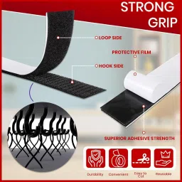 belanto Self-Adhesive Hook&Loop Tape,Mosquito net Mounting, Office use Tape (25M x 25mm) Stick-on Velcro image 2