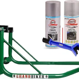 Rear Wheel Paddock Stand Extra Strong with Swing Arm Rest Universal for Bajaj Dominar (Green) with 150 ml Chain Cleaner Combo Combo-0
