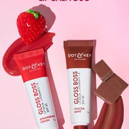 DOT & KEY Glossy Pout Lip Balm Combo - Softens Dry Lips - Strawberry & Cocoa Mint SPF30-26