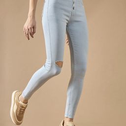DOLCE CRUDO Women Skinny Fit High-Rise Highly Distressed Stretchable Jeans-image-29
