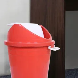 Kuber Industries Red & White Durable Swinging Lid Dustbin - 30Ltr-1