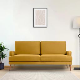 woodsworth from pepperfry Alife Fabric 3 Seater Sofa In Yellow Colour-picture-28