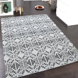 mric Black Abstract Wool 5 x 7 Feet Hand Woven Carpet-picture-5