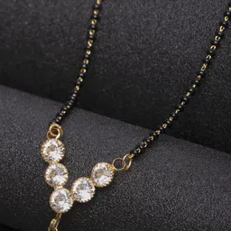 PANASH Women Gold-Plated Solitaire & Cubic-Zirconia Studded Mangalsutra-image-13