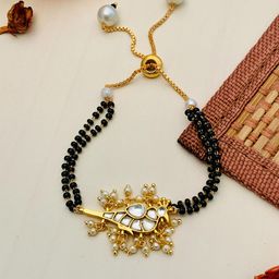 ABDESIGNS Gold-Plated Kundan-Studded & Beaded Mangalsutra-image-102