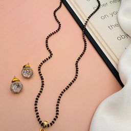 ABDESIGNS Gold Plated Artificial Stones and Beads Mangalsutra with Earrings-image-81