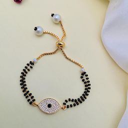 Anouk Gold-Plated Stone-Studded and Beaded Hand Mangalsutra-image-11