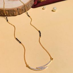 ABDESIGNS Gold-Plated AD Stone-Studded & Beaded Mangalsutra-13