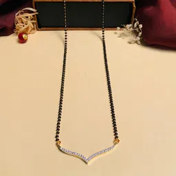 ABDESIGNS Gold Plated American Diamond Studded & Beaded Mangalsutra-image-25