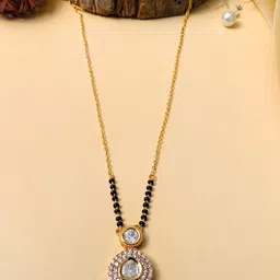 ABDESIGNS Gold-Plated AD-Studded & Beaded Mangalsutra-image-4