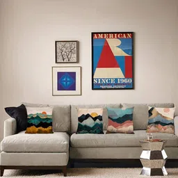AAZEEM White & Teal Set of 5 Abstract Velvet Square Cushion Covers-14