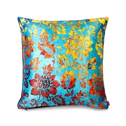 BIANCA Set of 2 Blue Printed Cushion Covers - 16 Inches X 16 Inches-9