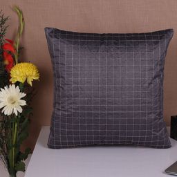 Molcha Set Of 5 Grey & Silver-Toned Checked Festive Collections Square Cushion Covers-12