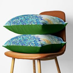 BIANCA Set Of 2 Blue & Grey Abstract Printed Square Cushion Cover image 5