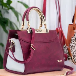Exotic Purple Structured Handheld Bag With Detachable Sling Strap-13