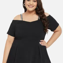 wild U Plus Size Shoulder Strap Peplum Top-image-16