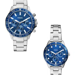 Fossil Patterned Dial & Stainless Steel Straps His and Her Watches BQ2828SET-picture-56