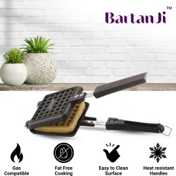 bartanji Aluminium Non-stick Waffle Maker 3 layer Greblon coating Gas Toaster Baking Tool Waffle Maker image 5