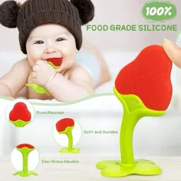 vadhavan 1pc fruit shape teether with 1pc rattle handle fruit feeder for new born baby Teether and Feeder image 2